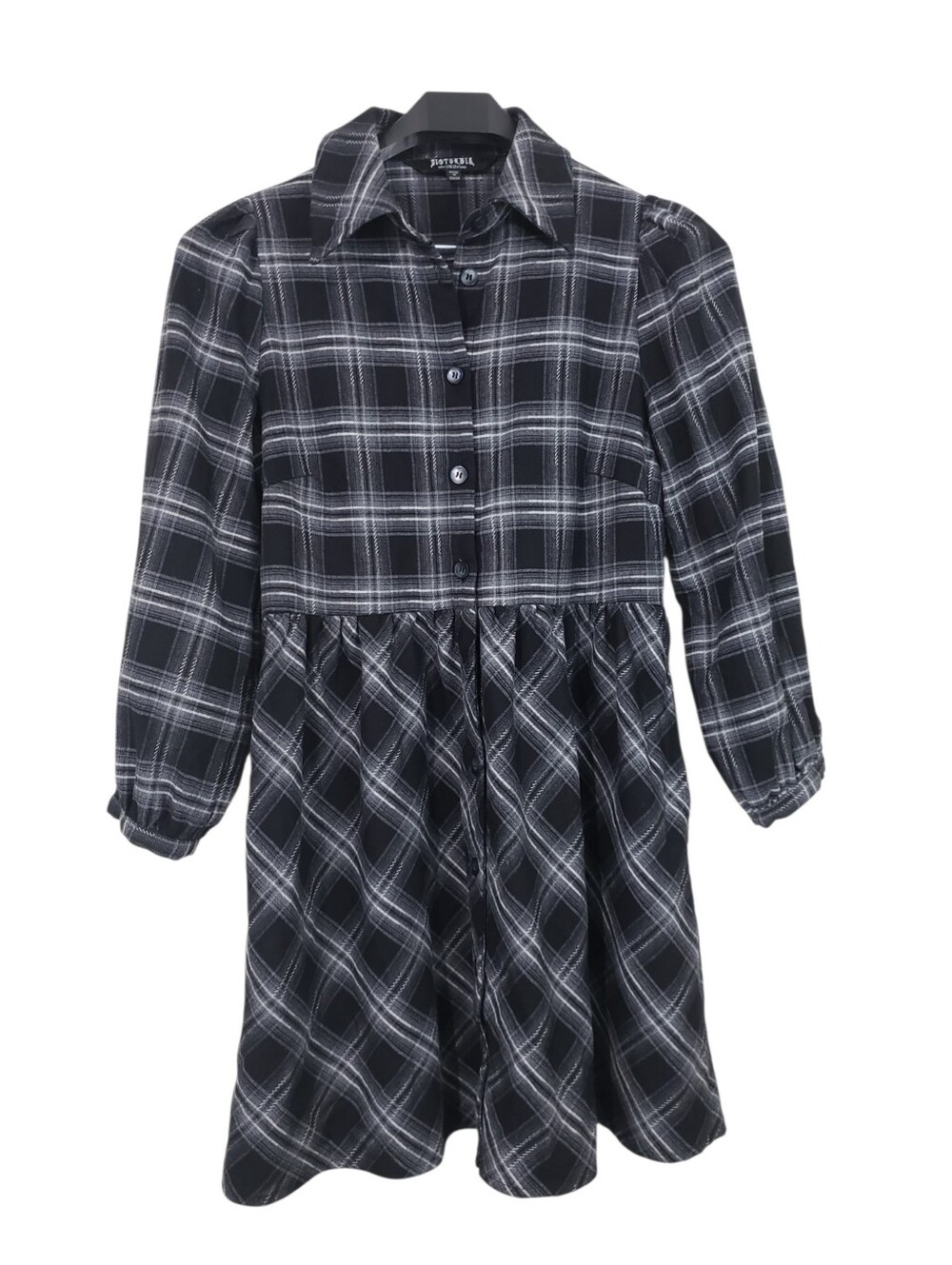 Disturbia Lochan Check Plaid Mini Shirt Dress Size 8